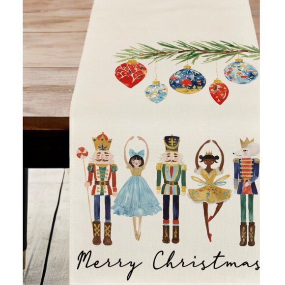 Christmas Table Runner Nutcracker Decor Holiday Xmas Decoration Decorative Cloth - Picture 7 of 16